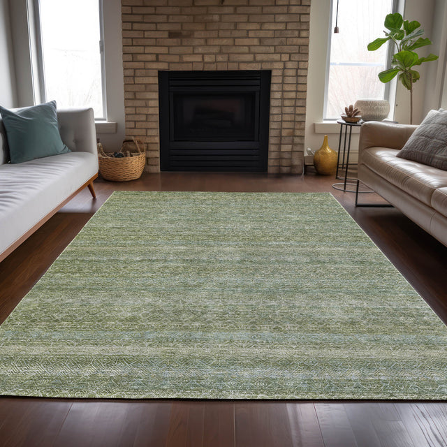 Addison Chantille ACN2105 Stripes Machine Made Transitional Sage Rug