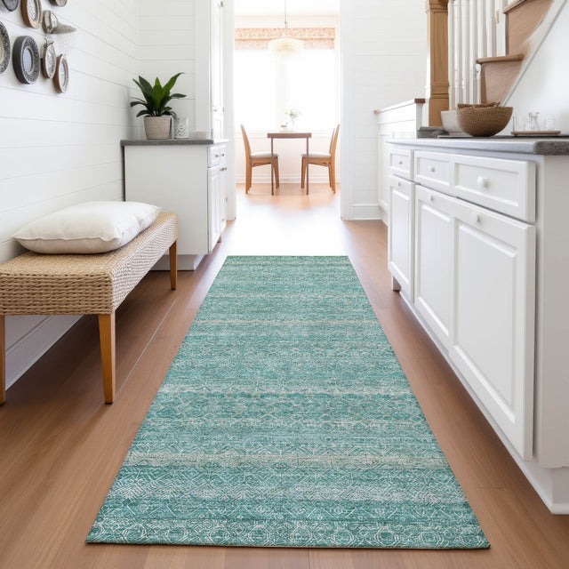Addison Chantille ACN2105 Stripes Machine Made Transitional Teal Rug