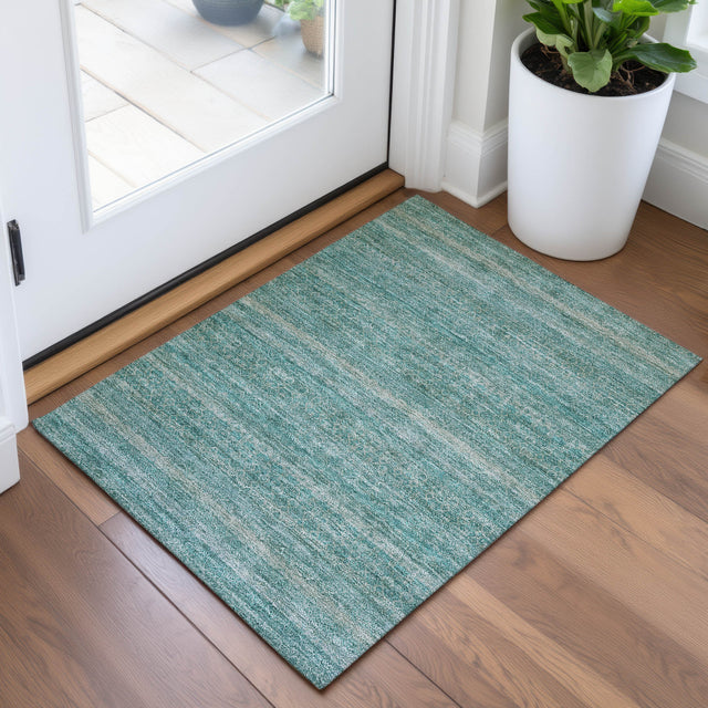 Addison Chantille ACN2105 Stripes Machine Made Transitional Teal Rug