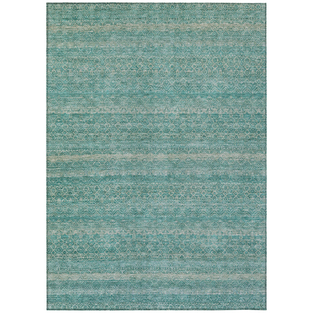 Addison Chantille ACN2105 Stripes Machine Made Transitional Teal Rug