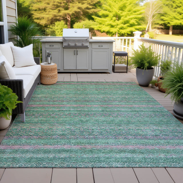 Addison Chantille ACN2106 Stripes Machine Made Transitional Green Rug