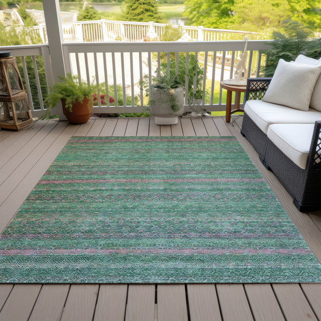 Addison Chantille ACN2106 Stripes Machine Made Transitional Green Rug