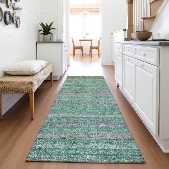 Addison Chantille ACN2106 Stripes Machine Made Transitional Green Rug