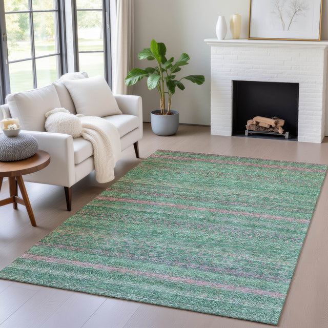 Addison Chantille ACN2106 Stripes Machine Made Transitional Green Rug