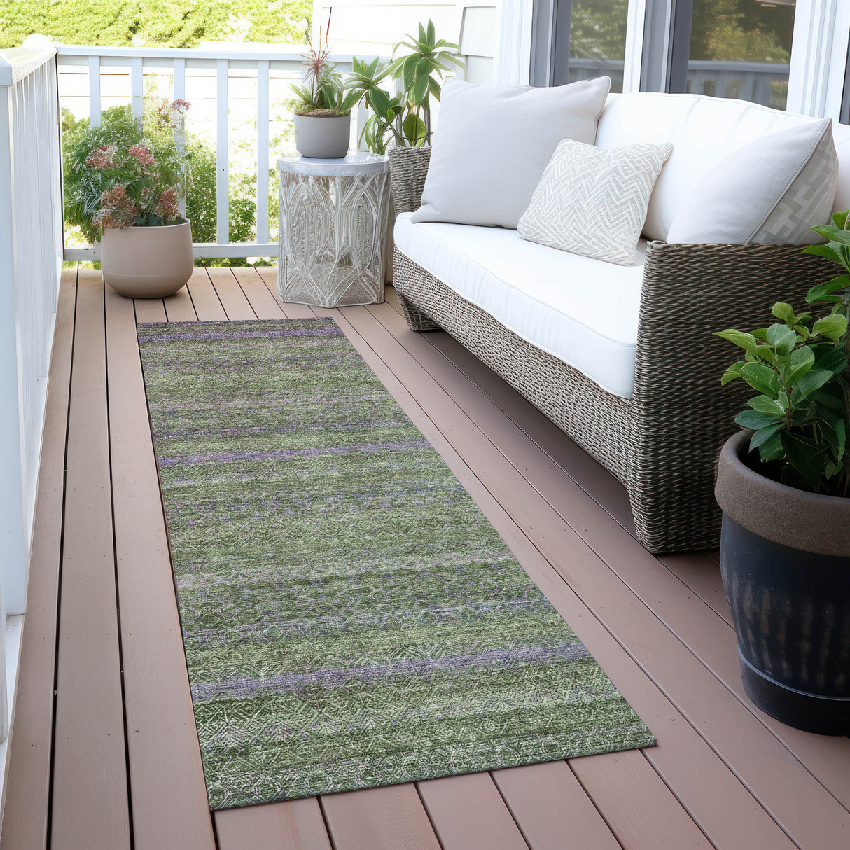 Addison Chantille ACN2106 Stripes Machine Made Transitional Olive Rug
