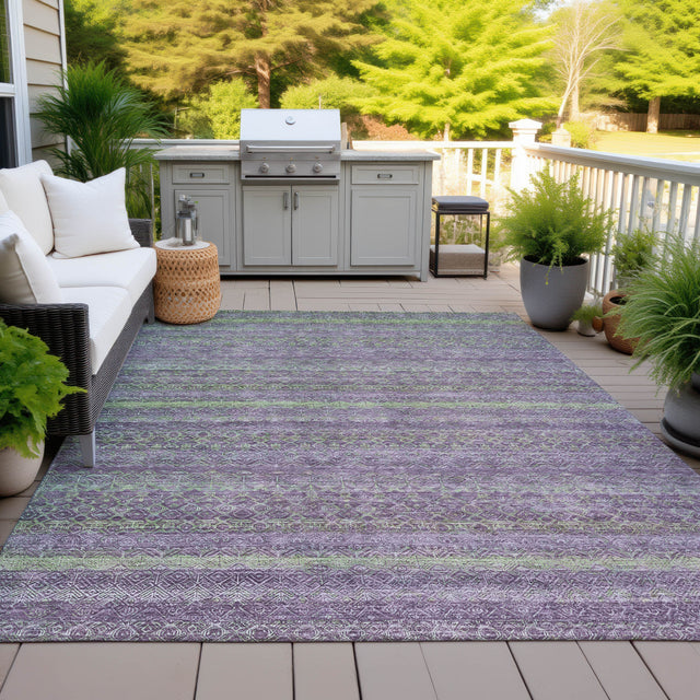 Addison Chantille ACN2106 Stripes Machine Made Transitional Purple Rug