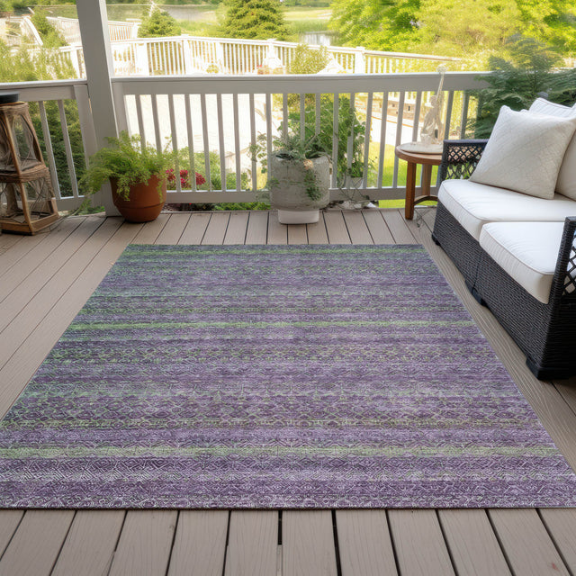 Addison Chantille ACN2106 Stripes Machine Made Transitional Purple Rug