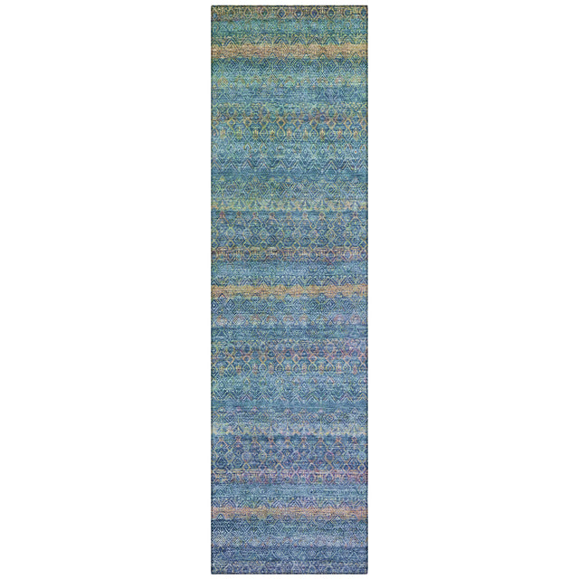 Addison Chantille ACN2106 Stripes Machine Made Transitional Teal Rug
