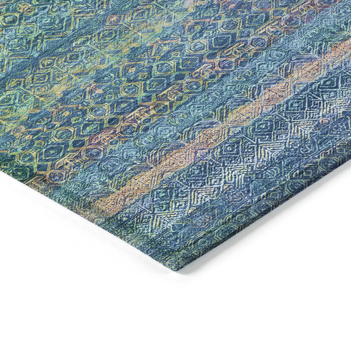 Addison Chantille ACN2106 Stripes Machine Made Transitional Teal Rug