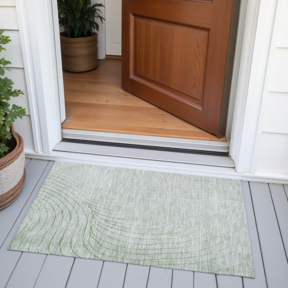 Addison Chantille ACN2107 Swirls Machine Made Transitional Aloe Rug