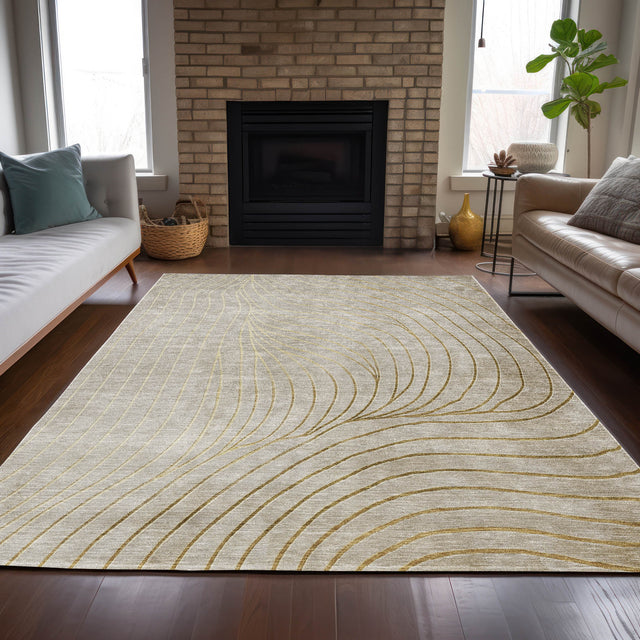 Addison Chantille ACN2107 Swirls Machine Made Transitional Beige Rug