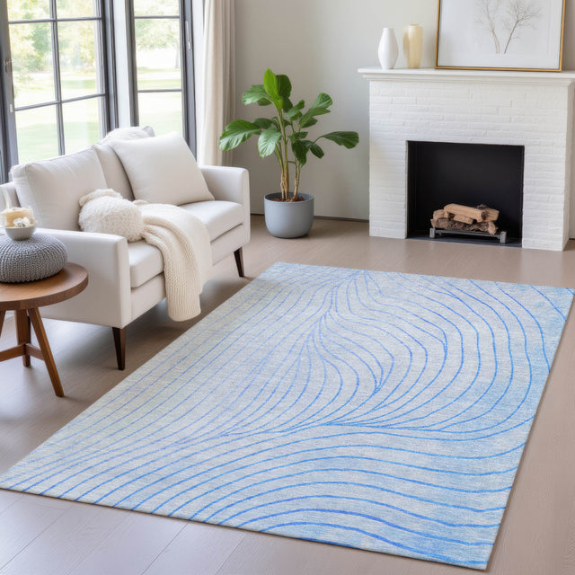 Addison Chantille ACN2107 Swirls Machine Made Transitional Blue Rug