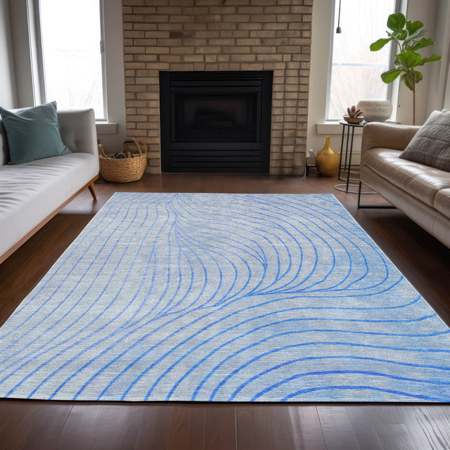 Addison Chantille ACN2107 Swirls Machine Made Transitional Blue Rug