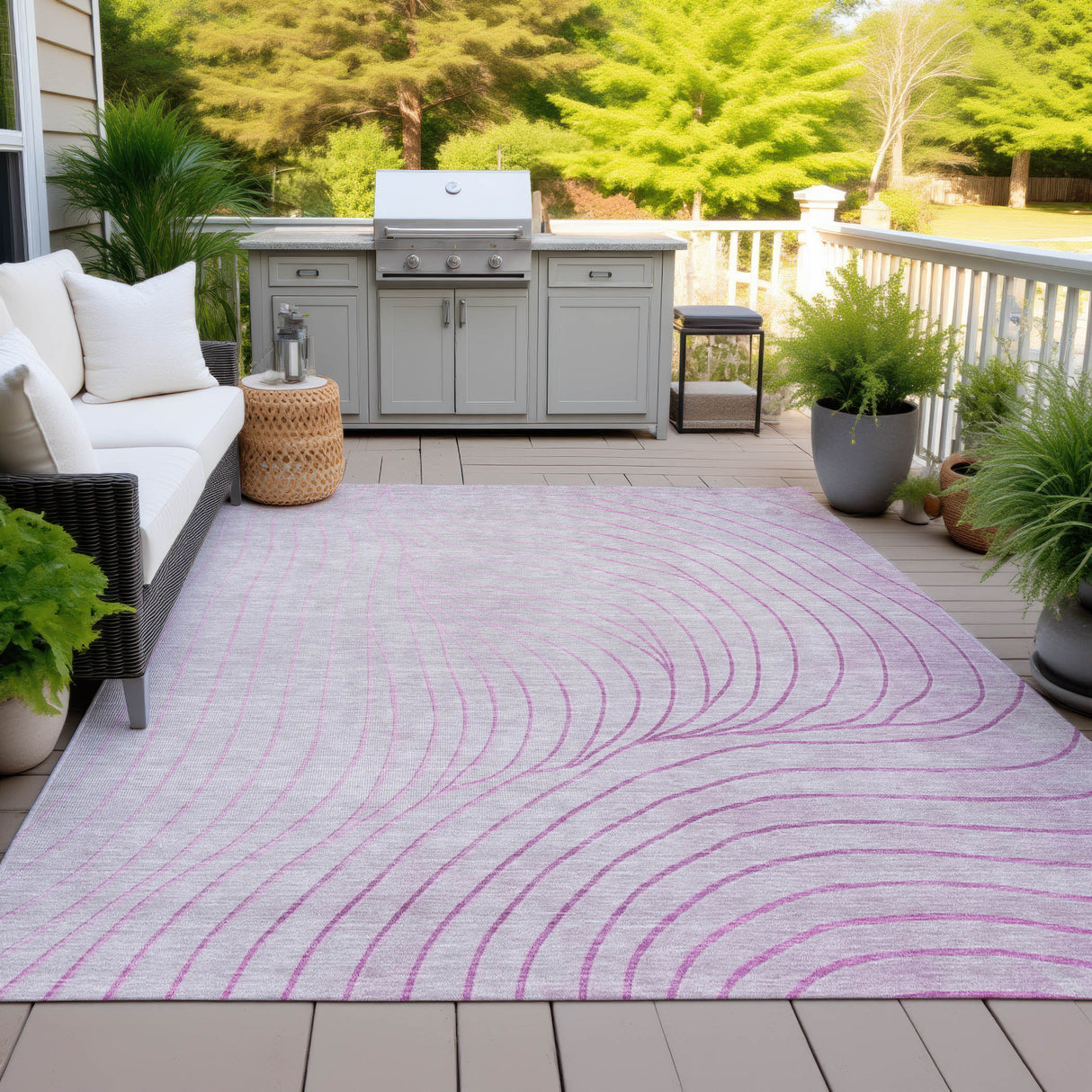 Addison Chantille ACN2107 Swirls Machine Made Transitional Blush Rug