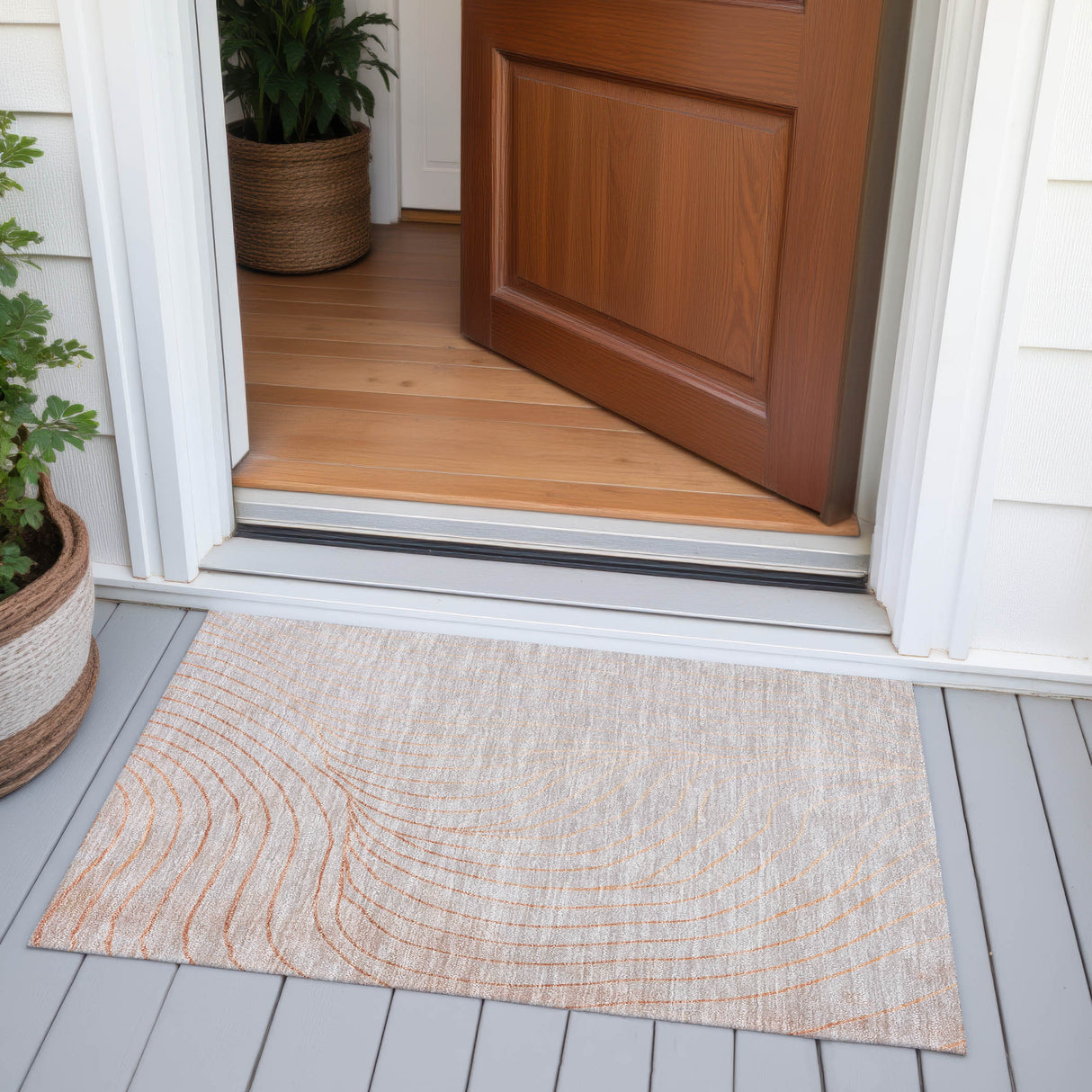 Addison Chantille ACN2107 Swirls Machine Made Transitional Copper Rug