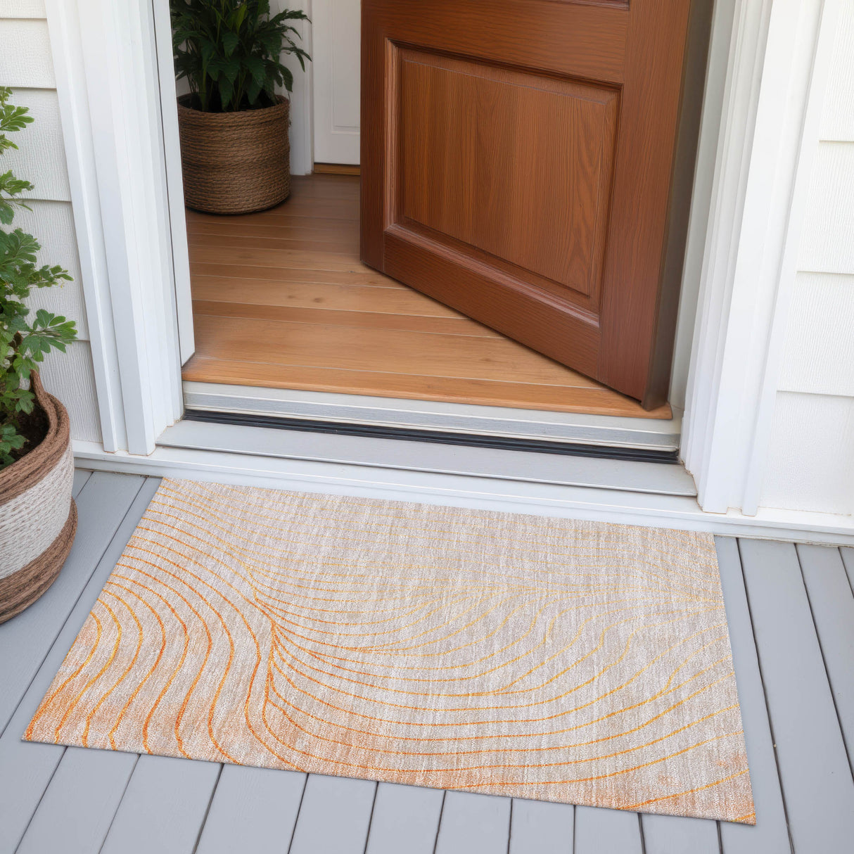 Addison Chantille ACN2107 Swirls Machine Made Transitional Orange Rug