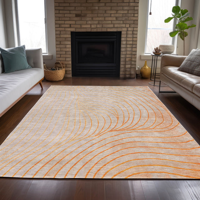 Addison Chantille ACN2107 Swirls Machine Made Transitional Orange Rug