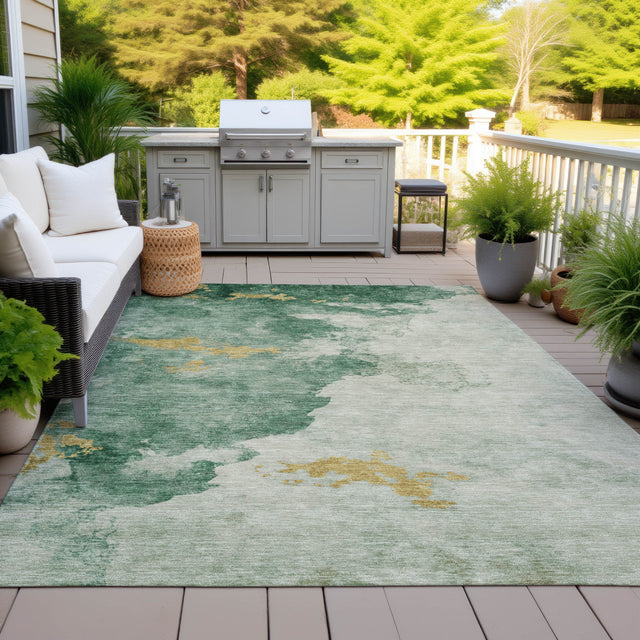 Addison Chantille ACN2108 Abstract Machine Made Transitional Emerald Rug