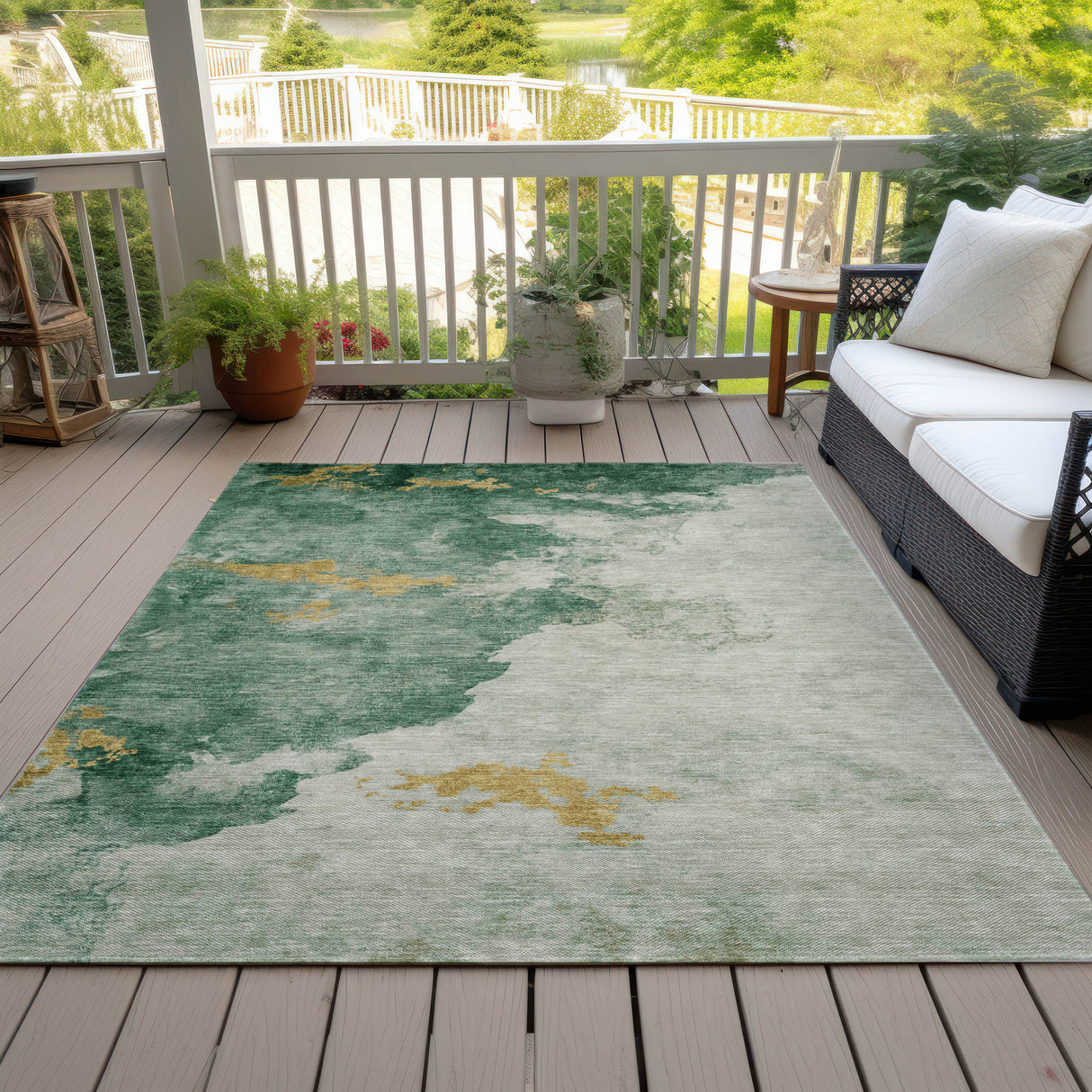Addison Chantille ACN2108 Abstract Machine Made Transitional Emerald Rug