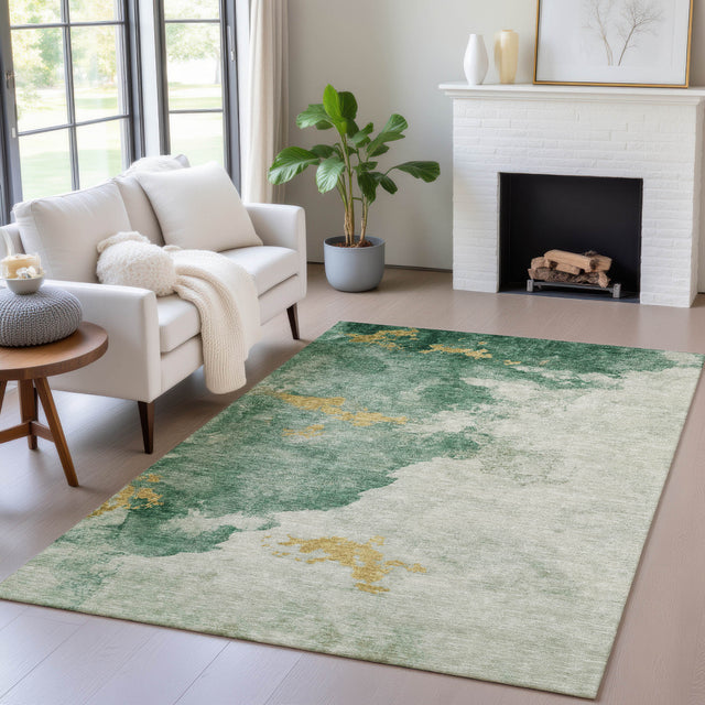 Addison Chantille ACN2108 Abstract Machine Made Transitional Emerald Rug