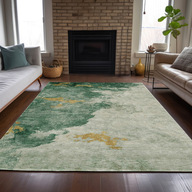 Addison Chantille ACN2108 Abstract Machine Made Transitional Emerald Rug