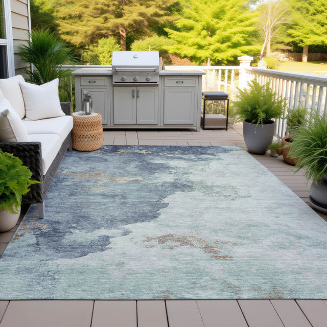 Addison Chantille ACN2108 Abstract Machine Made Transitional Seafoam Rug