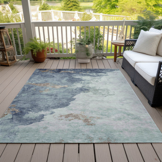 Addison Chantille ACN2108 Abstract Machine Made Transitional Seafoam Rug