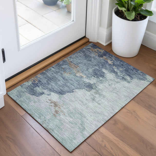 Addison Chantille ACN2108 Abstract Machine Made Transitional Seafoam Rug