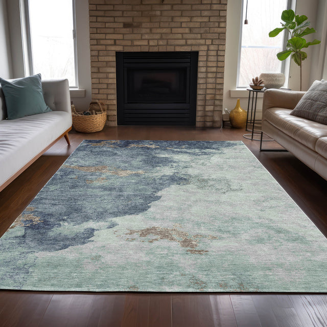 Addison Chantille ACN2108 Abstract Machine Made Transitional Seafoam Rug