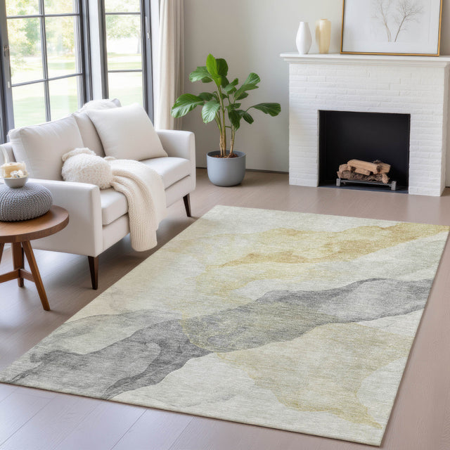 Addison Chantille ACN2109 Abstract Machine Made Transitional Beige Rug