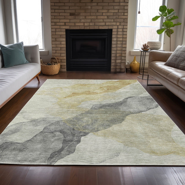 Addison Chantille ACN2109 Abstract Machine Made Transitional Beige Rug