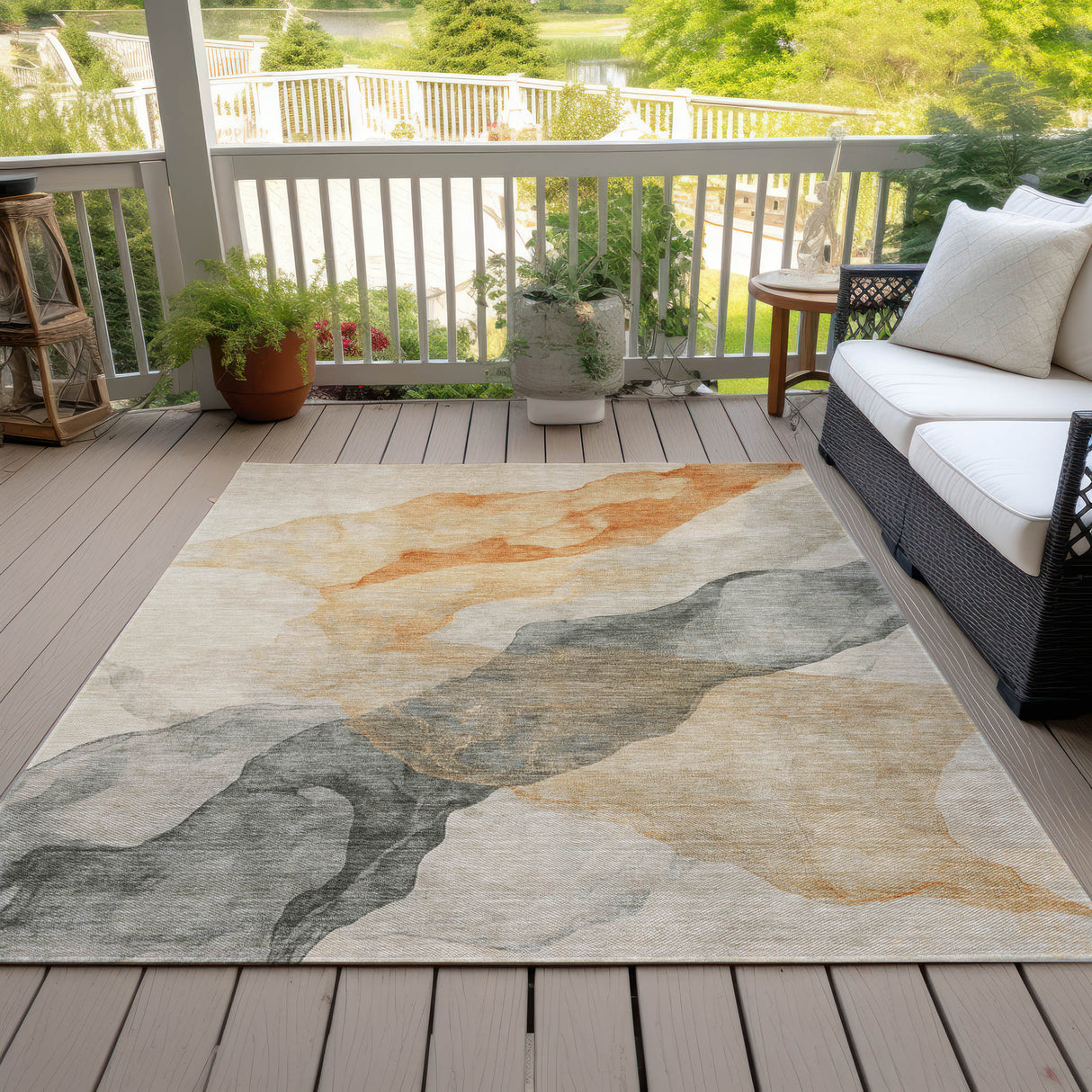 Addison Chantille ACN2109 Abstract Machine Made Transitional Orange Rug
