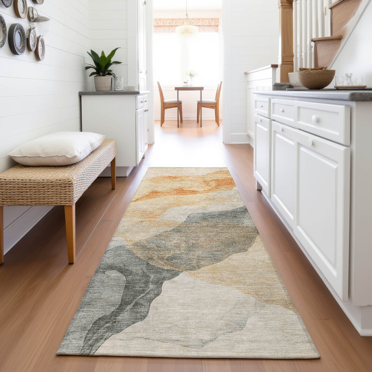 Addison Chantille ACN2109 Abstract Machine Made Transitional Orange Rug