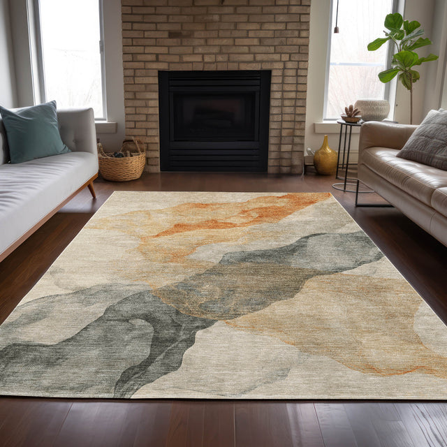 Addison Chantille ACN2109 Abstract Machine Made Transitional Orange Rug