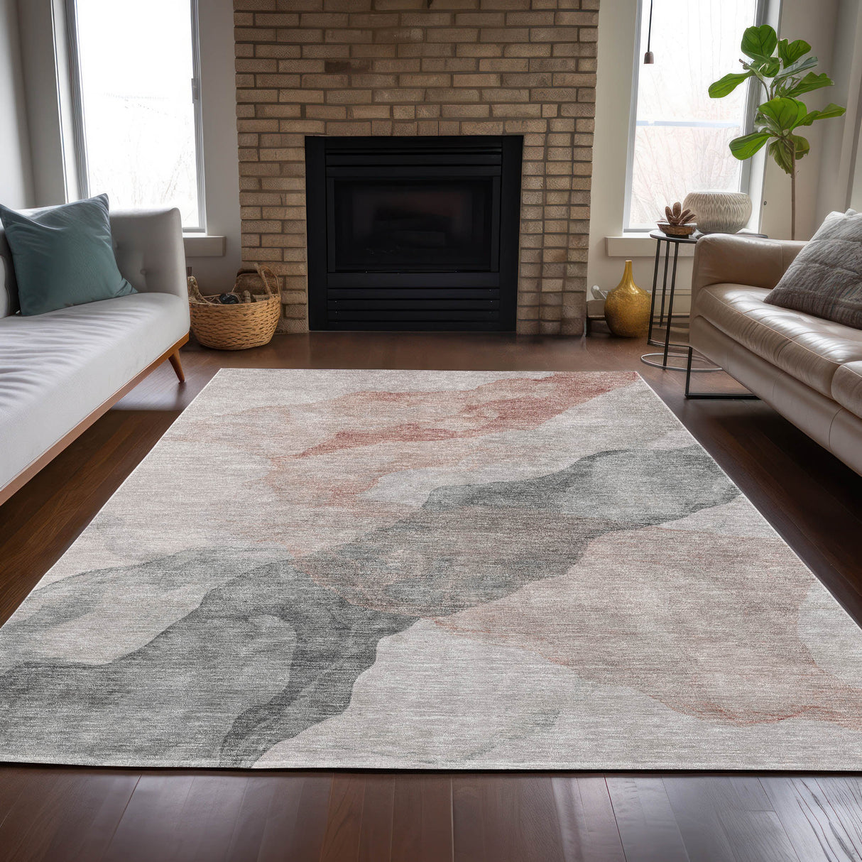 Addison Chantille ACN2109 Abstract Machine Made Transitional Salmon Rug