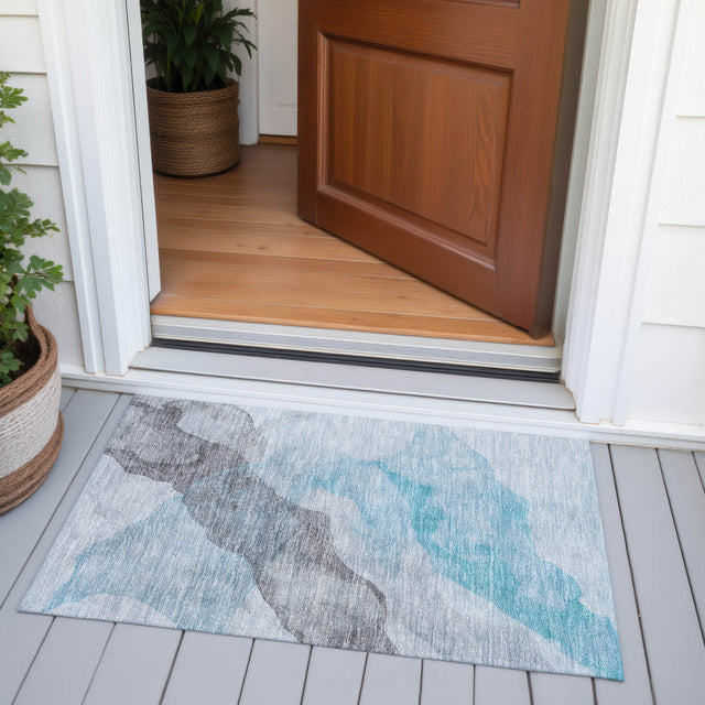 Addison Chantille ACN2109 Abstract Machine Made Transitional Teal Rug