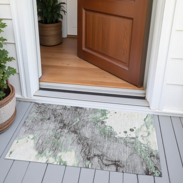 Addison Chantille ACN2110 Abstract Machine Made Transitional Green Rug