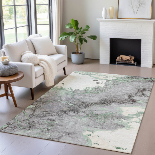 Addison Chantille ACN2110 Abstract Machine Made Transitional Green Rug