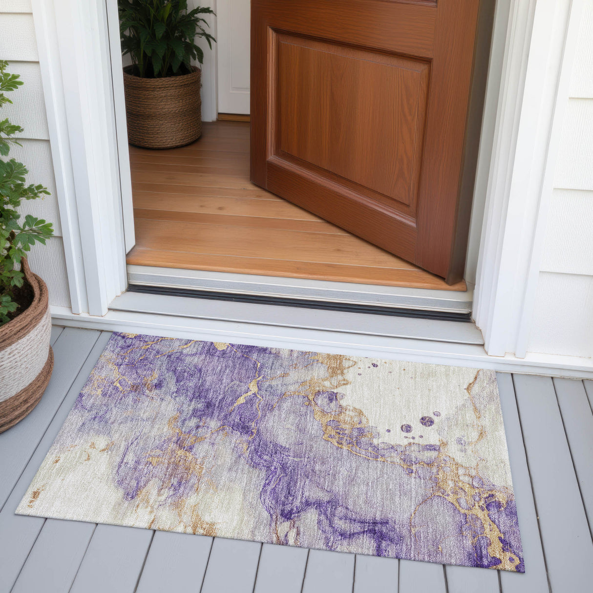 Addison Chantille ACN2110 Abstract Machine Made Transitional Purple Rug