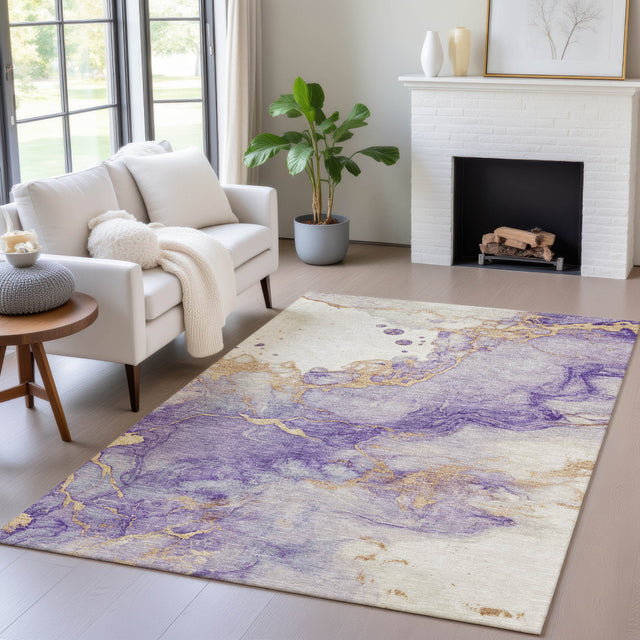 Addison Chantille ACN2110 Abstract Machine Made Transitional Purple Rug