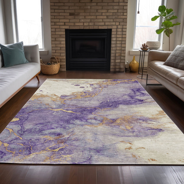 Addison Chantille ACN2110 Abstract Machine Made Transitional Purple Rug