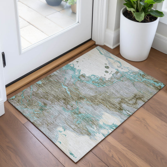 Addison Chantille ACN2110 Abstract Machine Made Transitional Teal Rug