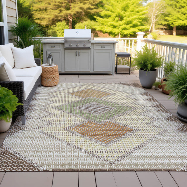 Addison Chantille ACN2111 Geometric Machine Made Transitional Brown Rug
