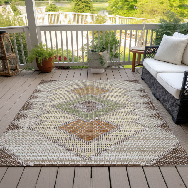 Addison Chantille ACN2111 Geometric Machine Made Transitional Brown Rug