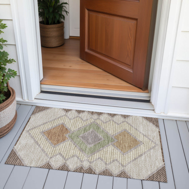 Addison Chantille ACN2111 Geometric Machine Made Transitional Brown Rug