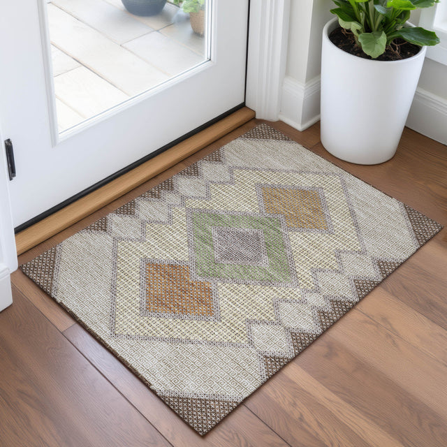 Addison Chantille ACN2111 Geometric Machine Made Transitional Brown Rug