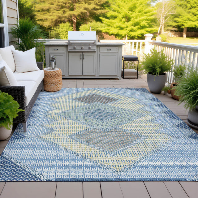 Addison Chantille ACN2111 Geometric Machine Made Transitional Denim Rug