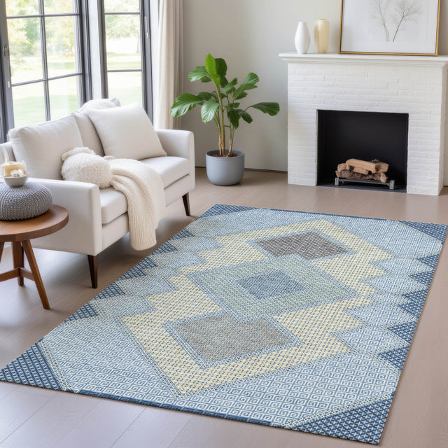 Addison Chantille ACN2111 Geometric Machine Made Transitional Denim Rug