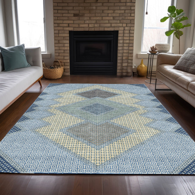 Addison Chantille ACN2111 Geometric Machine Made Transitional Denim Rug