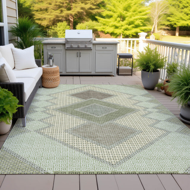 Addison Chantille ACN2111 Geometric Machine Made Transitional Green Rug